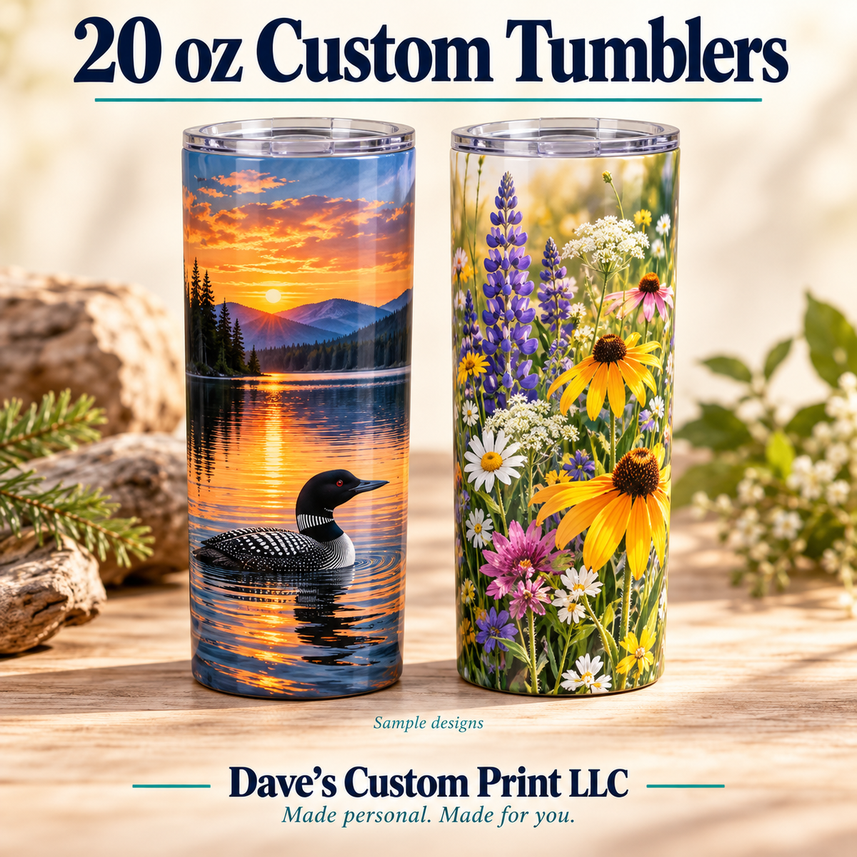 Dave’s Custom Print LLC Tumblers — sample designs