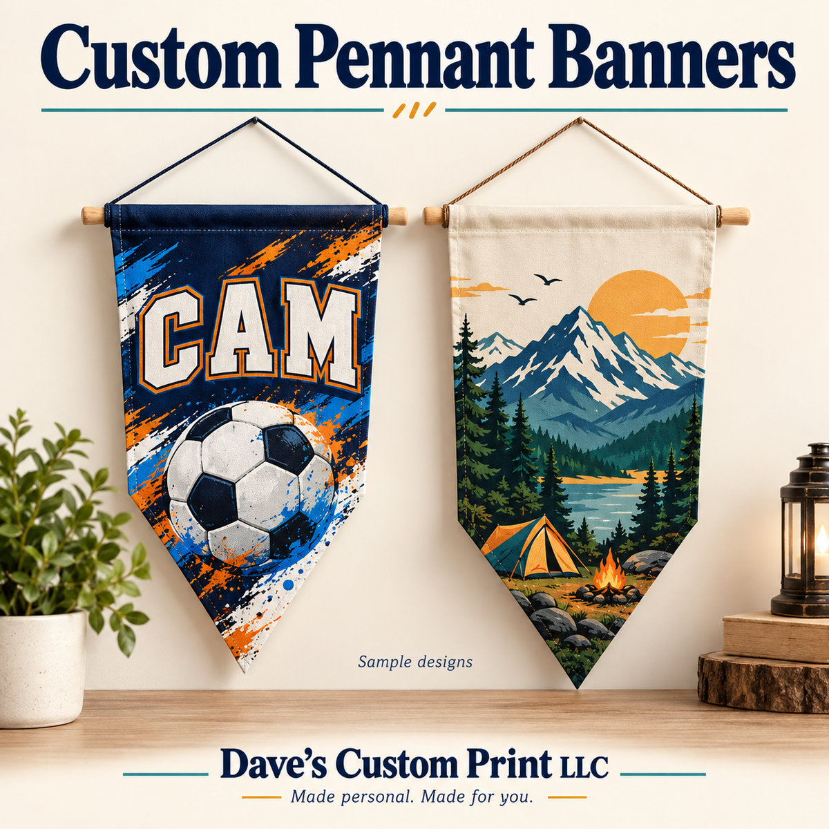 Custom Pennant Banner — sample designs