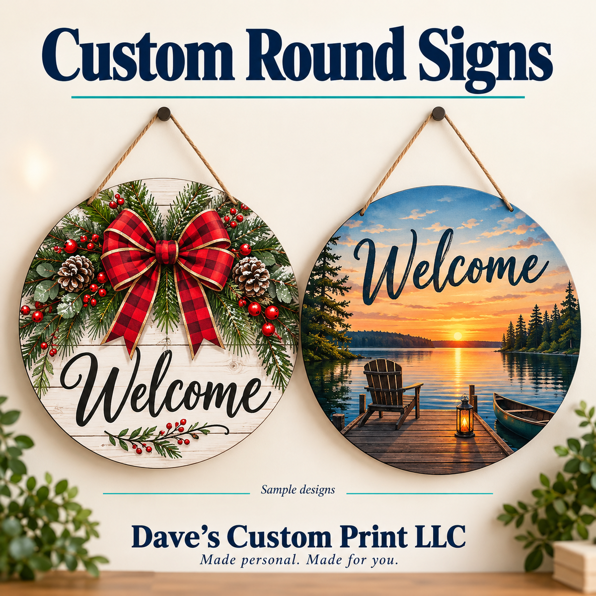 Custom Round Sign — sample designs